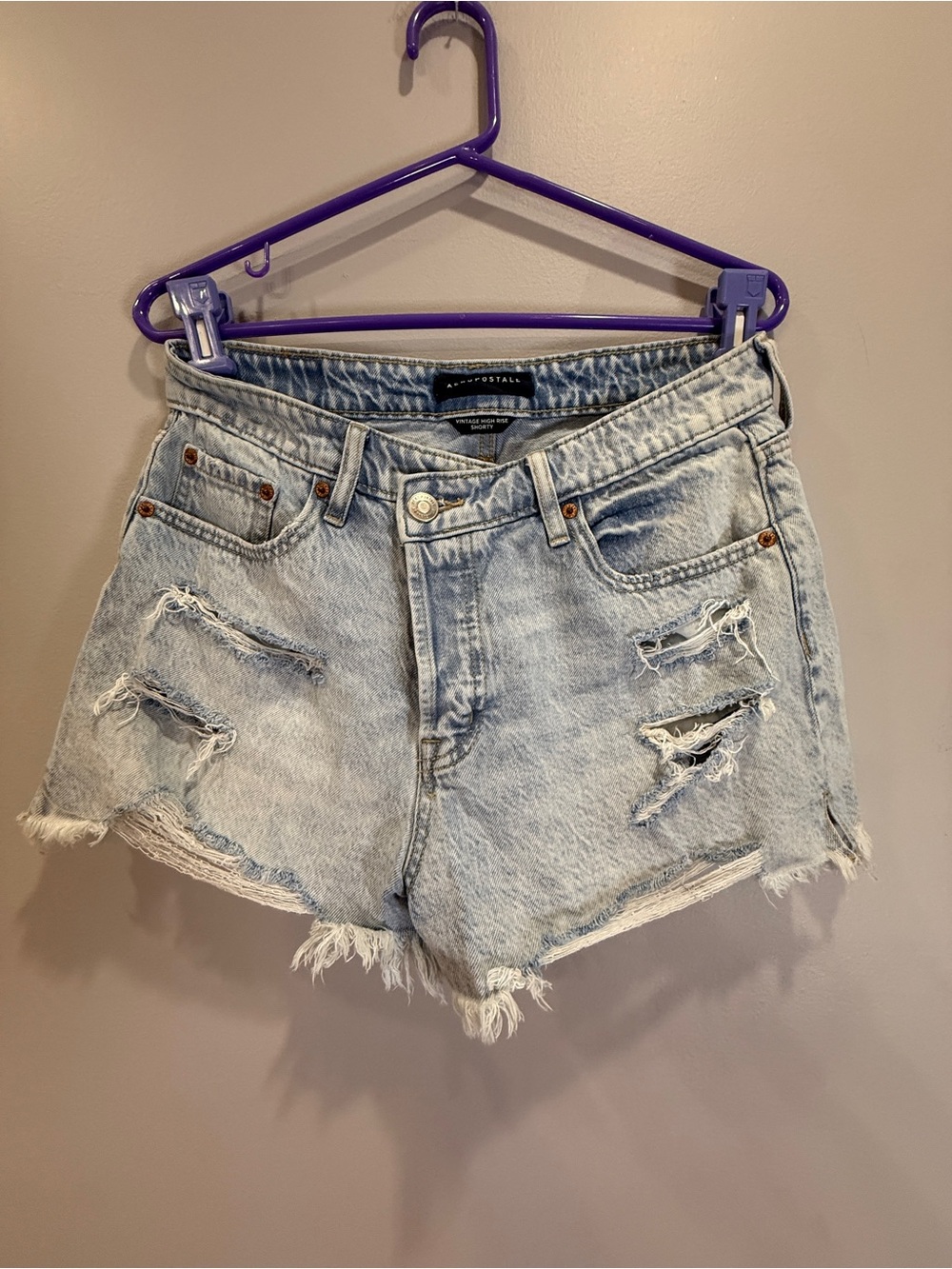 Aeropostale Light Blue Distressed Denim Shorts
